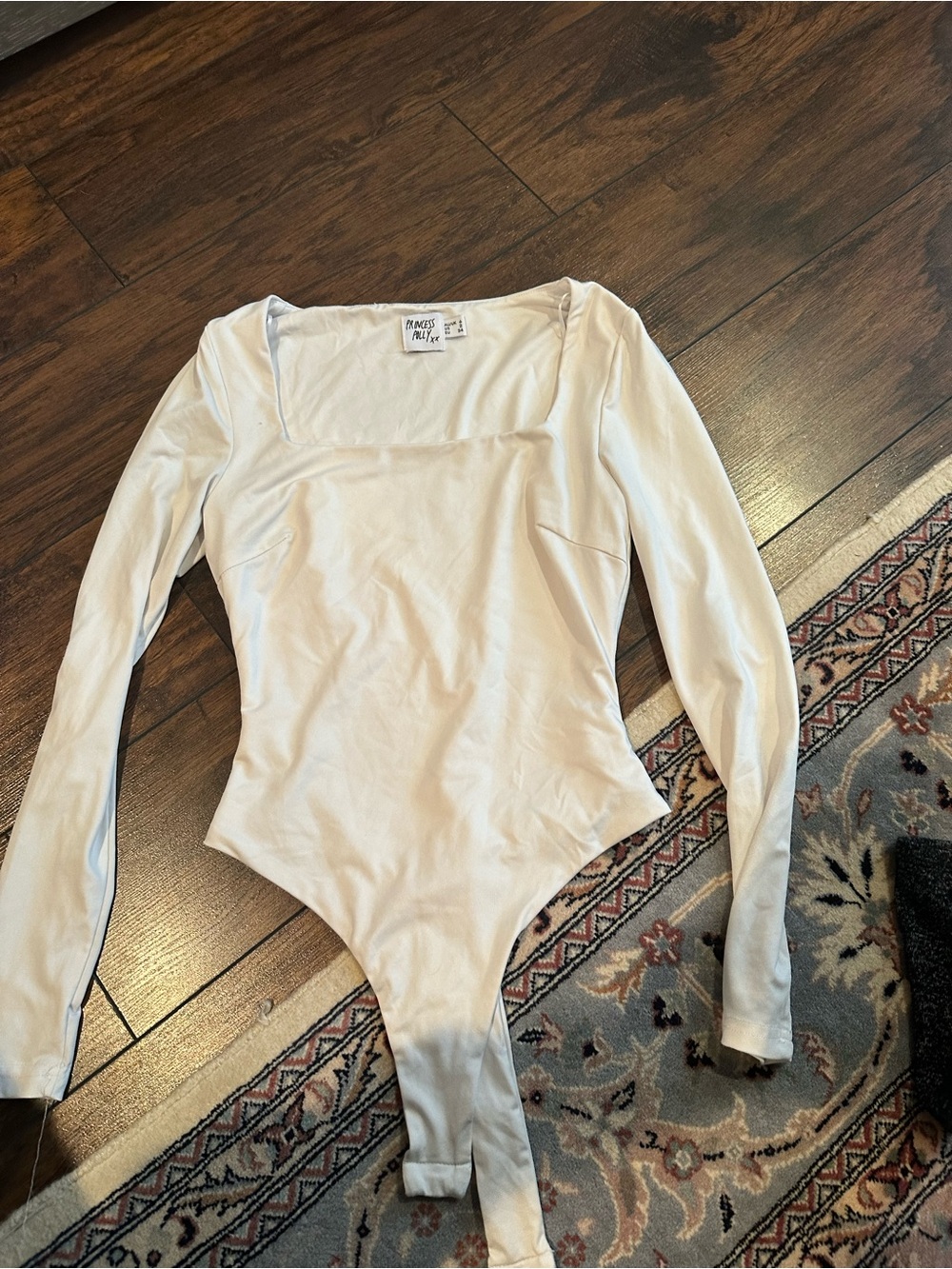 Princess Polly Cream Square Neck Long Sleeve Bodysuit